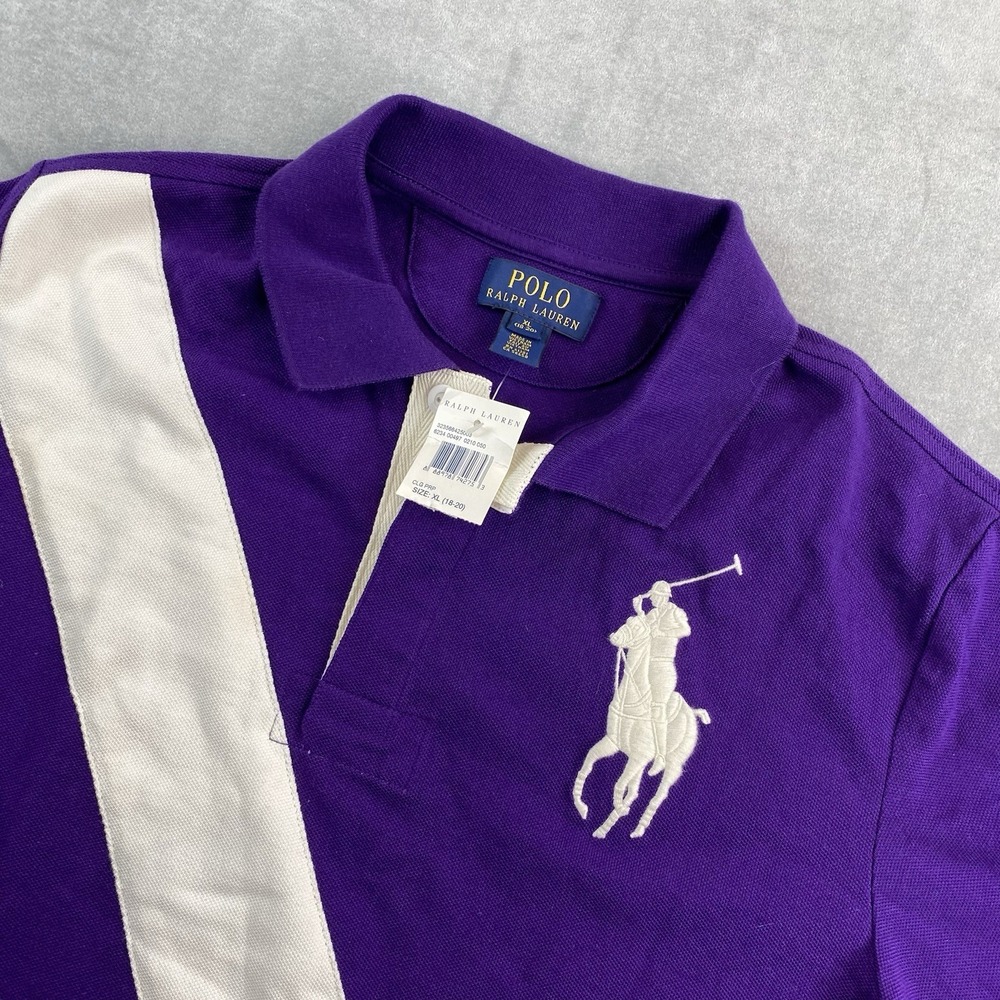 Polo Ralph Lauren Purple Big Pony Polo Shirt NWT Youth XL (Fits Women's XS-S) - Picture 2 of 9
